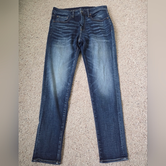 American Eagle Outfitters Mens Dark Blue Athletic/Straight Jeans - Picture 2 of 7